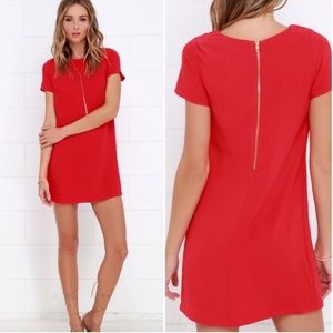 2/$50 LULU’S Shift and Shout dress - Cherry Red